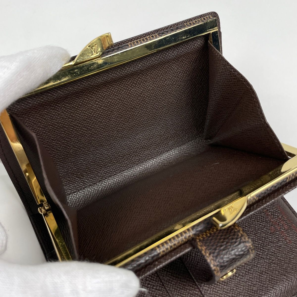 Louis Vuitton Porte-Monnaie Biet Viennois Bifold Wallet Kiss Lock Damier Brown — view 6