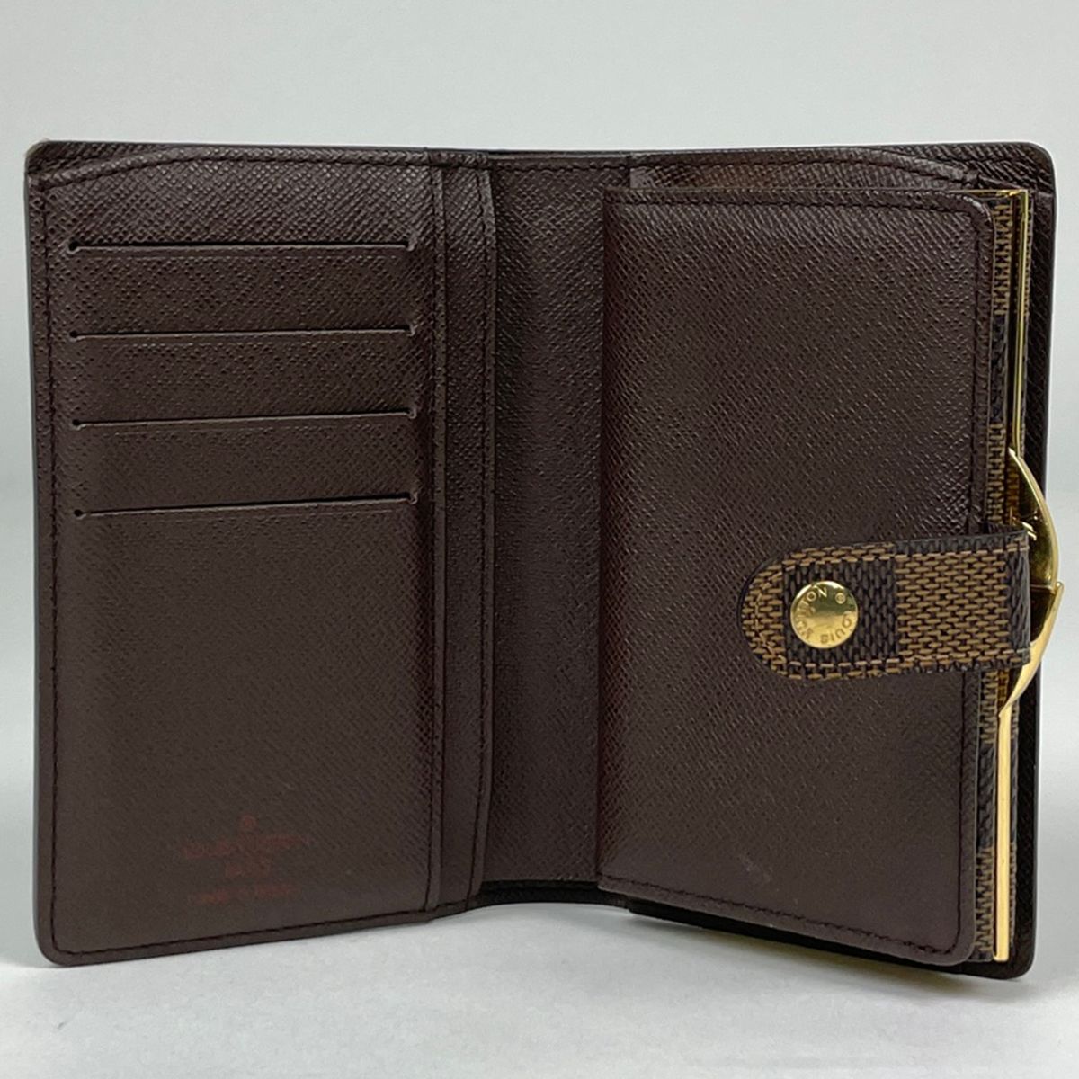 Louis Vuitton Porte-Monnaie Biet Viennois Bifold Wallet Kiss Lock Damier Brown — view 7
