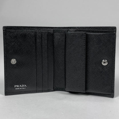 Prada Saffiano Triangle Wallet Bifold Leather Nero — view 6