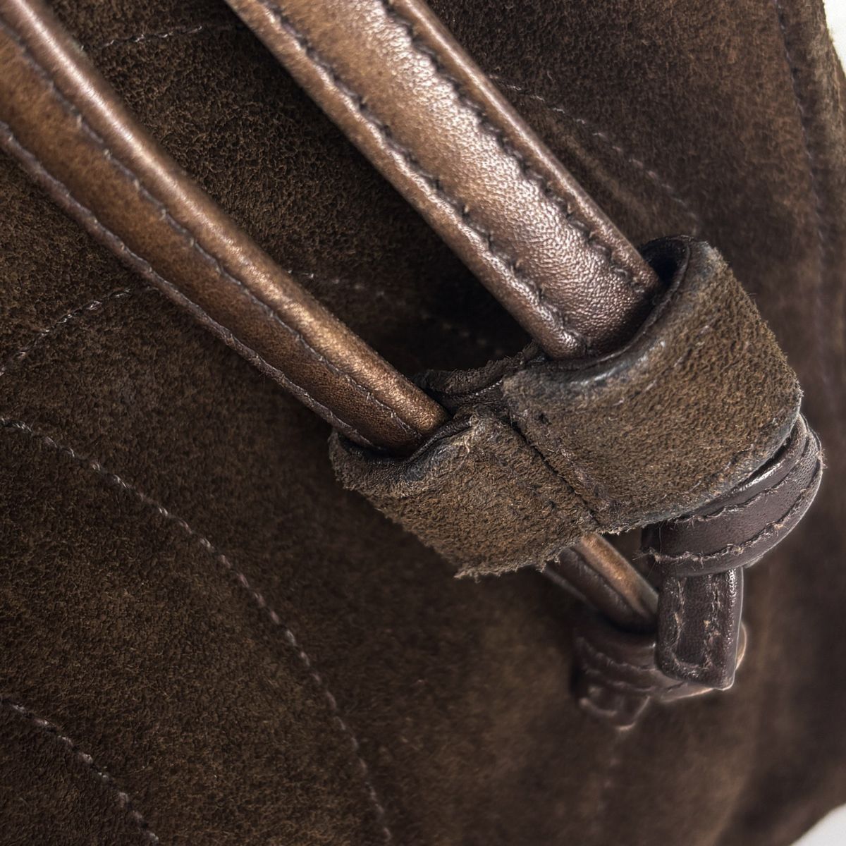 Chanel Shoulder Bag CC Logo Drawstring Suede Brown — view 5