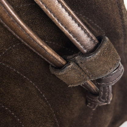Chanel Shoulder Bag CC Logo Drawstring Suede Brown — view 5