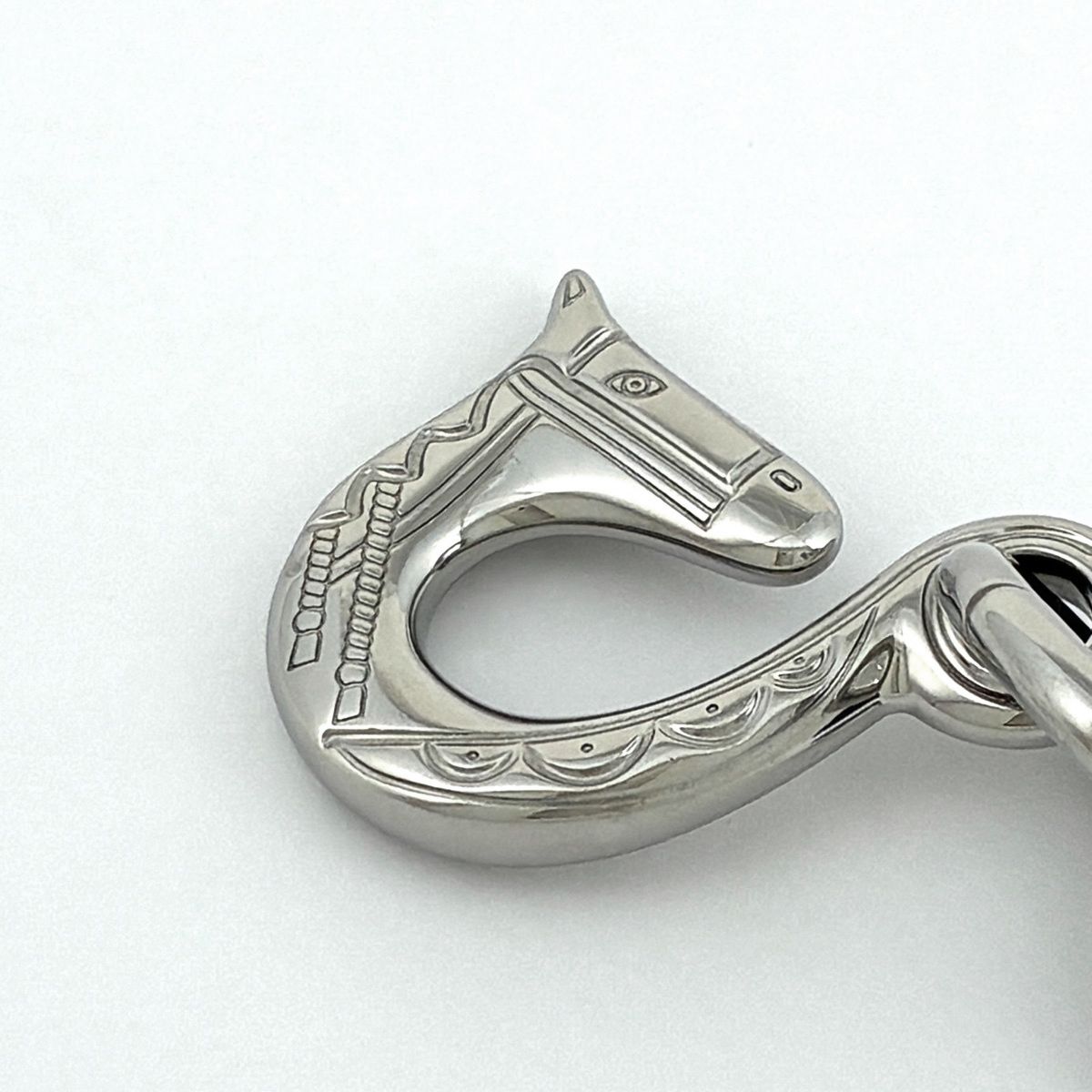 Hermes Key Holder Cheval Horse Key Ring Metal Silver — view 3
