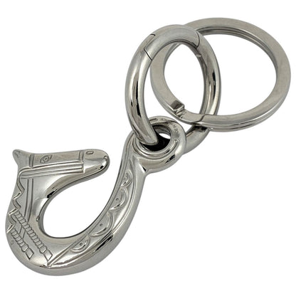 Hermes Key Holder Cheval Horse Key Ring Metal Silver