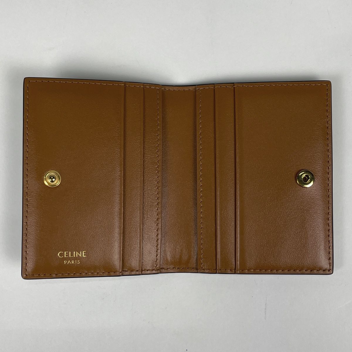 Celine Bifold Triomphe Card Holder Case Calf — view 5