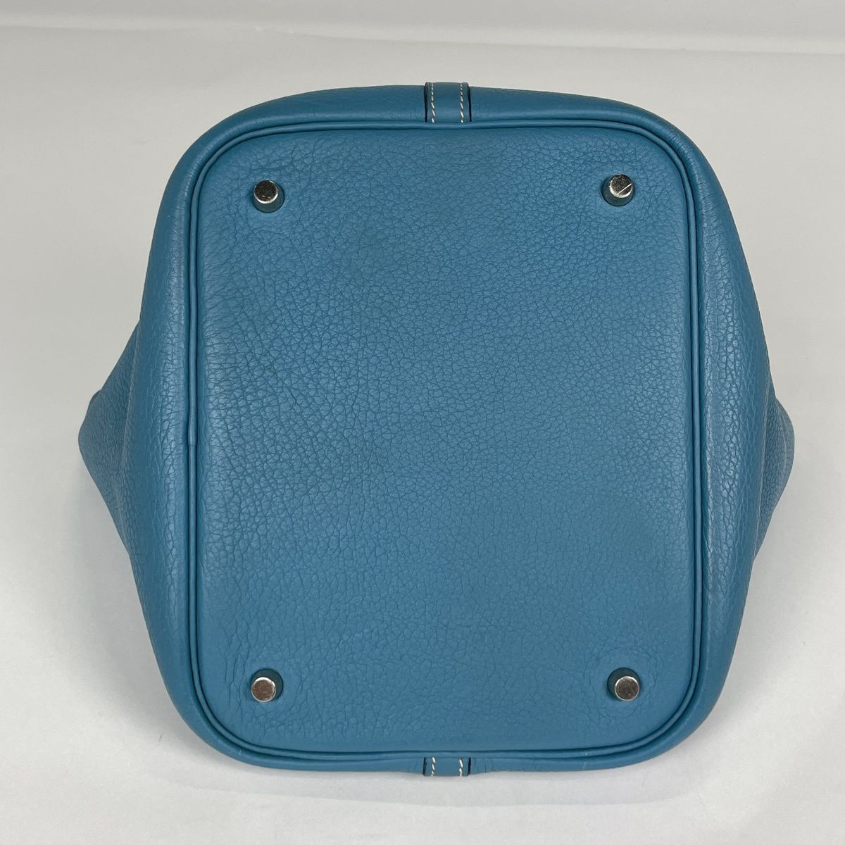 Hermes Picotin MM Handbag Taurillon Clemence Blue Jean — view 5