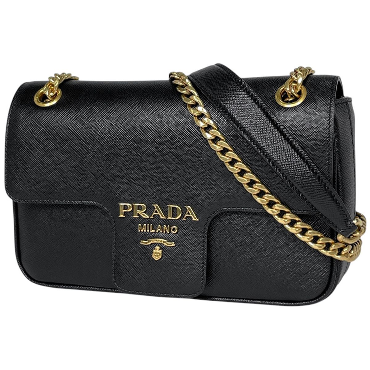 Prada Shoulder Bag Leather Black
