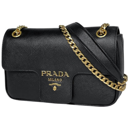 Prada Shoulder Bag Leather Black