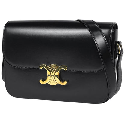 Celine Shoulder Bag Triomphe Leather Black