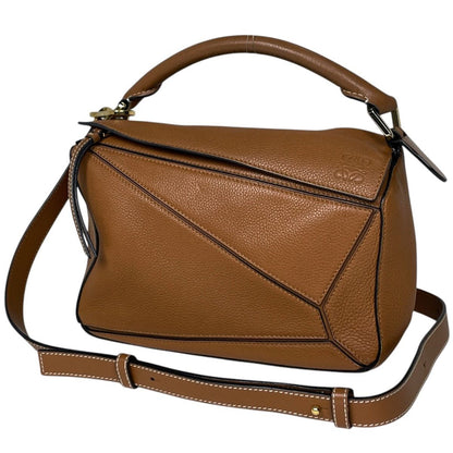 Loewe Puzzle Bag Small Handbag Anagram 2-Way Leather Brown