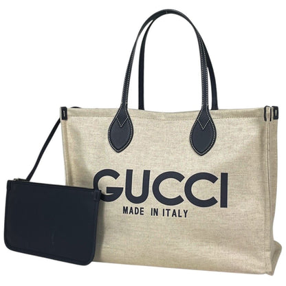 Gucci Tote GG Pattern Canvas Ivory Navy