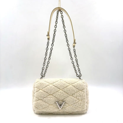 Louis Vuitton PM Lambskin Fur White Chain Shoulder Bag Silver