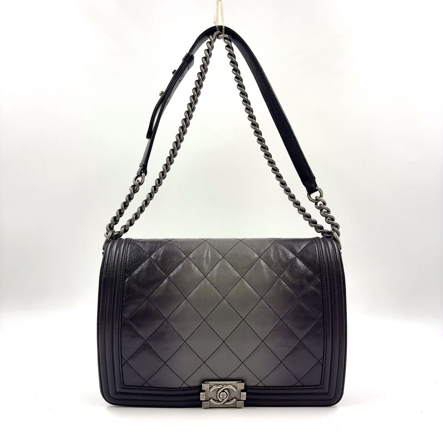 Chanel Boy Large Chezblanc Chain Shoulder Bag Leather Black