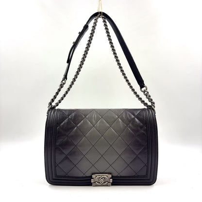 Chanel Boy Large Chezblanc Chain Shoulder Bag Leather Black