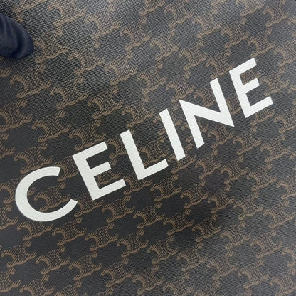 Celine Triomphe Vertical Cabas Leather Brown Black Tote Gold — view 4