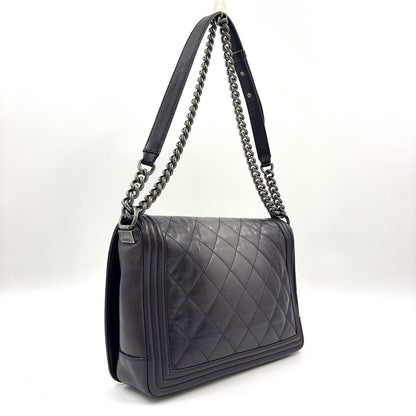 Chanel Boy Large Chezblanc Chain Shoulder Bag Leather Black — view 2
