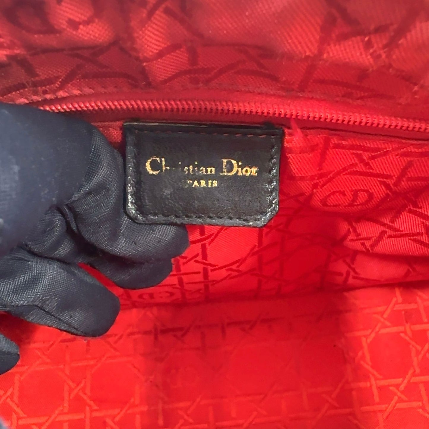 Dior Lady Lambskin Black Handbag Gold — view 4