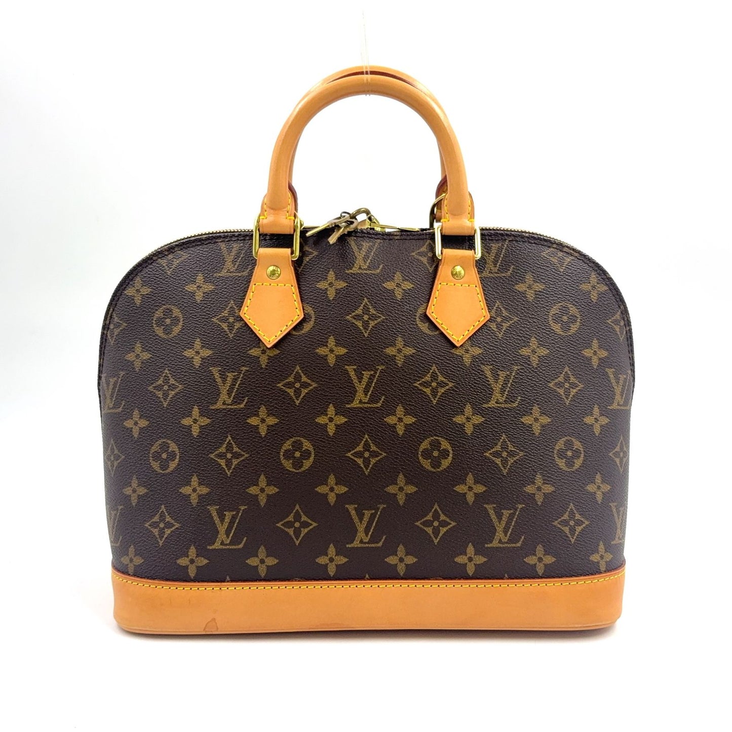 Louis Vuitton Alma PM Monogram Leather Brown Handbag Gold