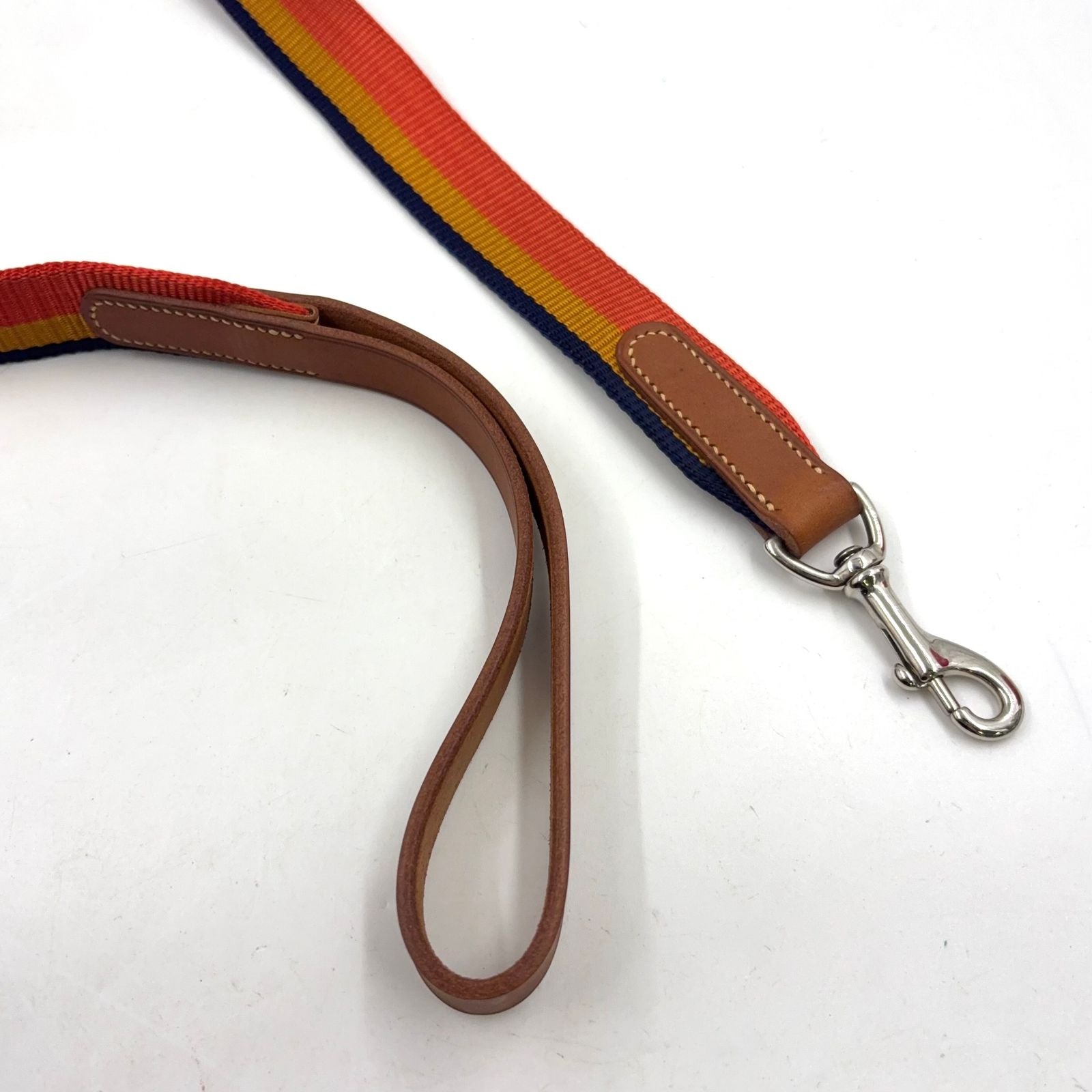Hermes Leather Nylon Brown Multicolor Pet Leash Dog — view 4