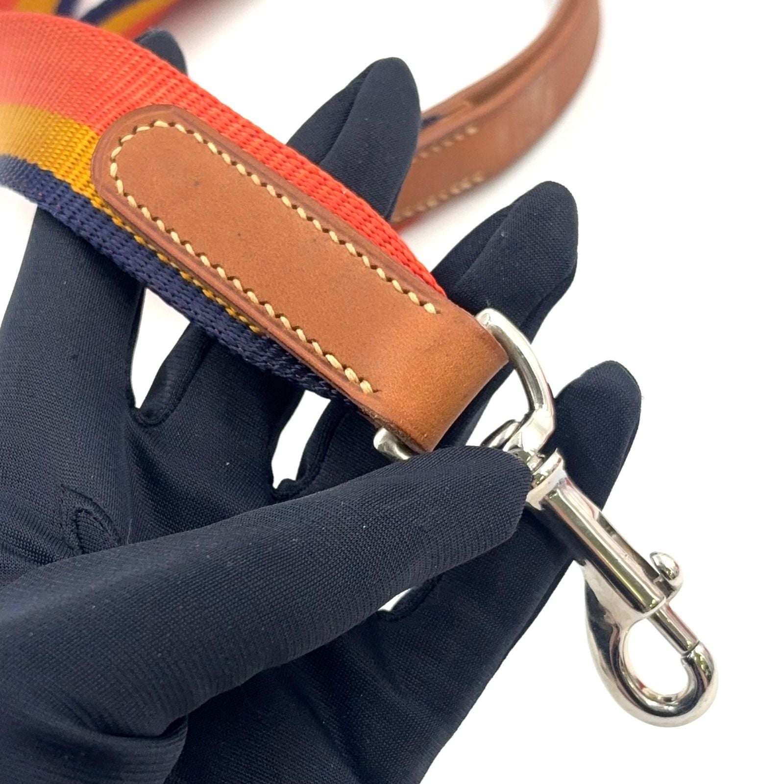 Hermes Leather Nylon Brown Multicolor Pet Leash Dog — view 5