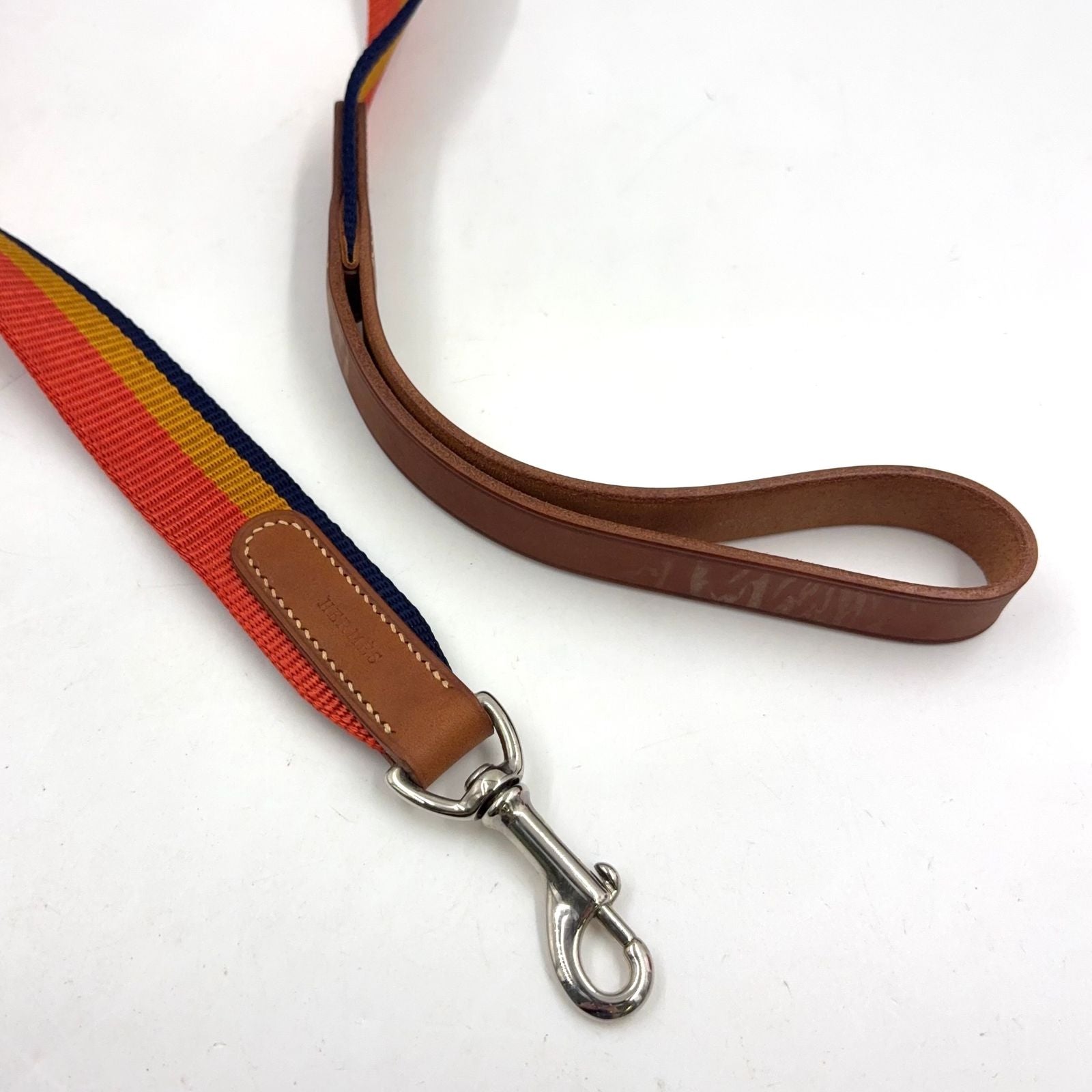 Hermes Leather Nylon Brown Multicolor Pet Leash Dog — view 3