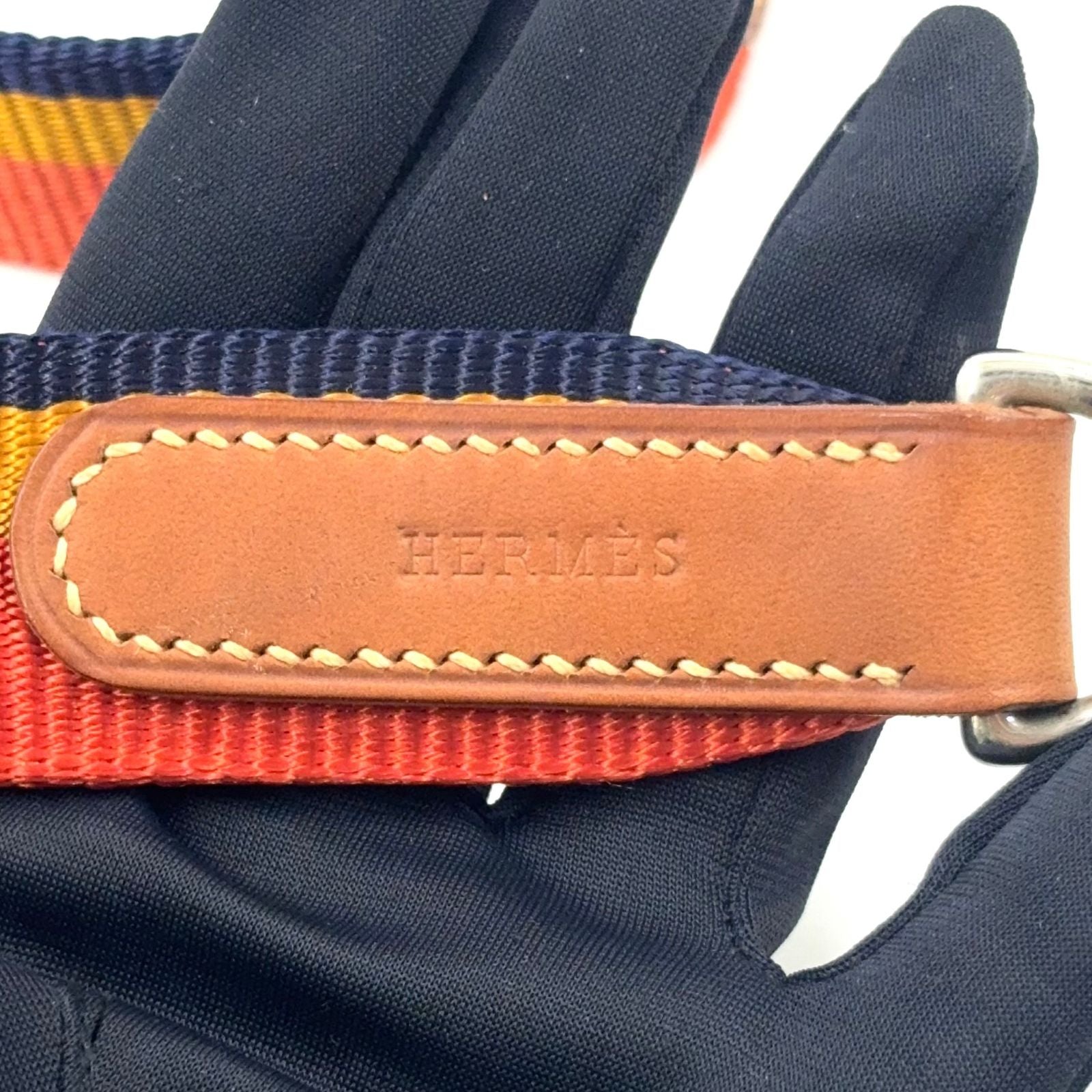 Hermes Leather Nylon Brown Multicolor Pet Leash Dog — view 2