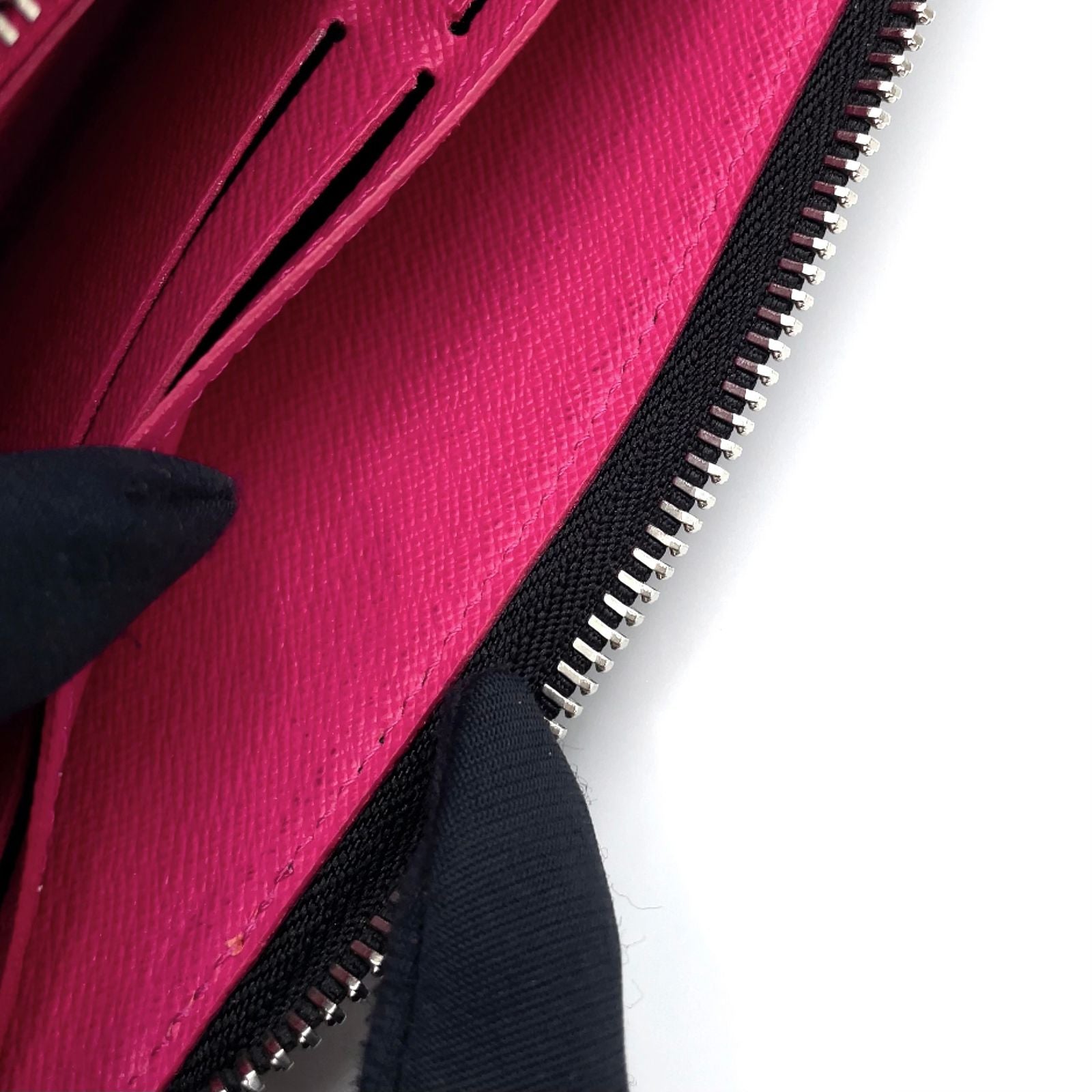 Louis Vuitton Portefeuille Clemence Leather Pink Black Wallet Silver — view 9