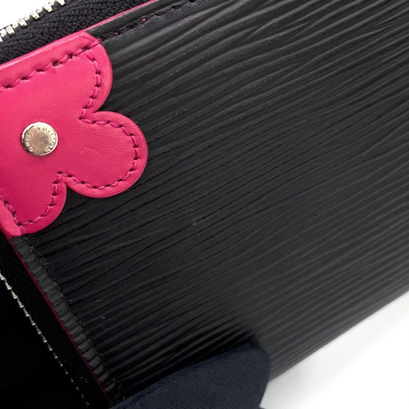 Louis Vuitton Portefeuille Clemence Leather Pink Black Wallet Silver — view 6