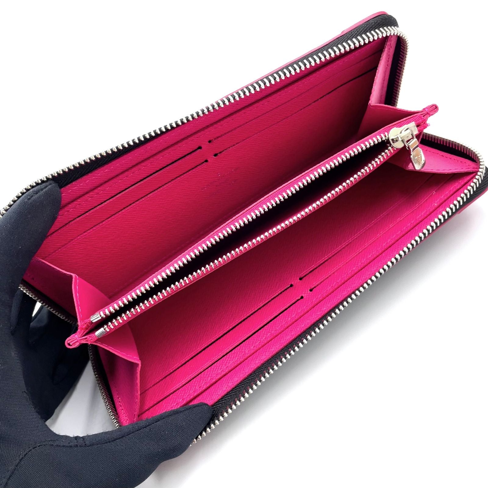 Louis Vuitton Portefeuille Clemence Leather Pink Black Wallet Silver — view 3