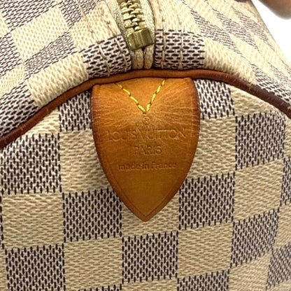 Louis Vuitton Speedy 30 Damier Azur Off White Light Brown Handbag Gold — view 4