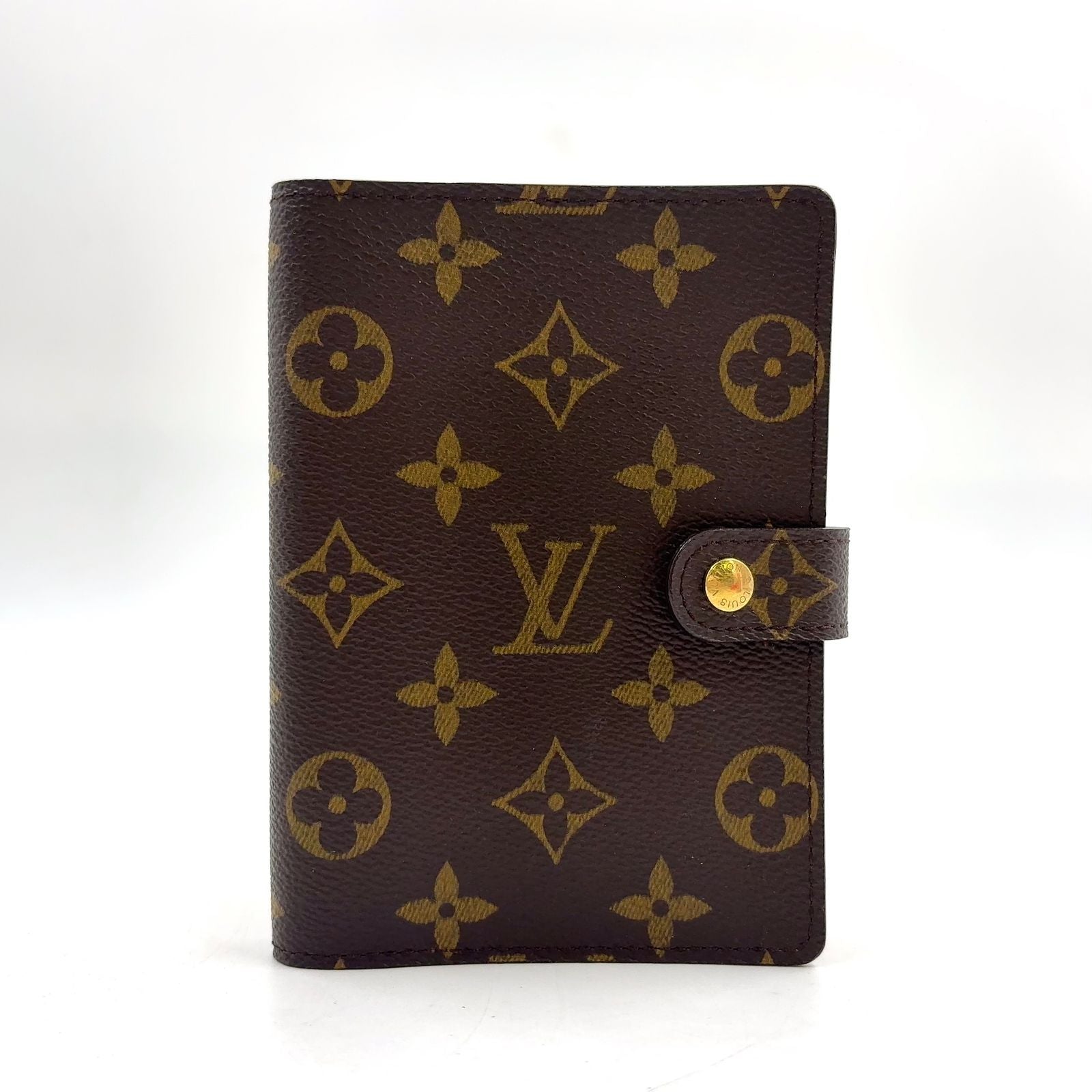 Louis Vuitton Agenda PM Monogram Leather Brown Pocket Bookcover Gold