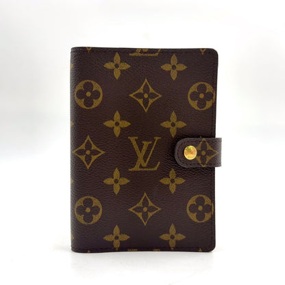 Louis Vuitton Agenda PM Monogram Leather Brown Pocket Bookcover Gold