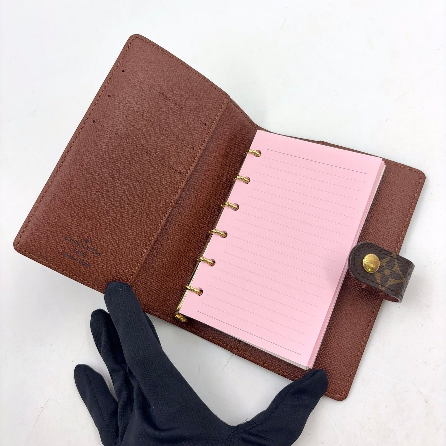 Louis Vuitton Agenda PM Monogram Leather Brown Pocket Bookcover Gold — view 3