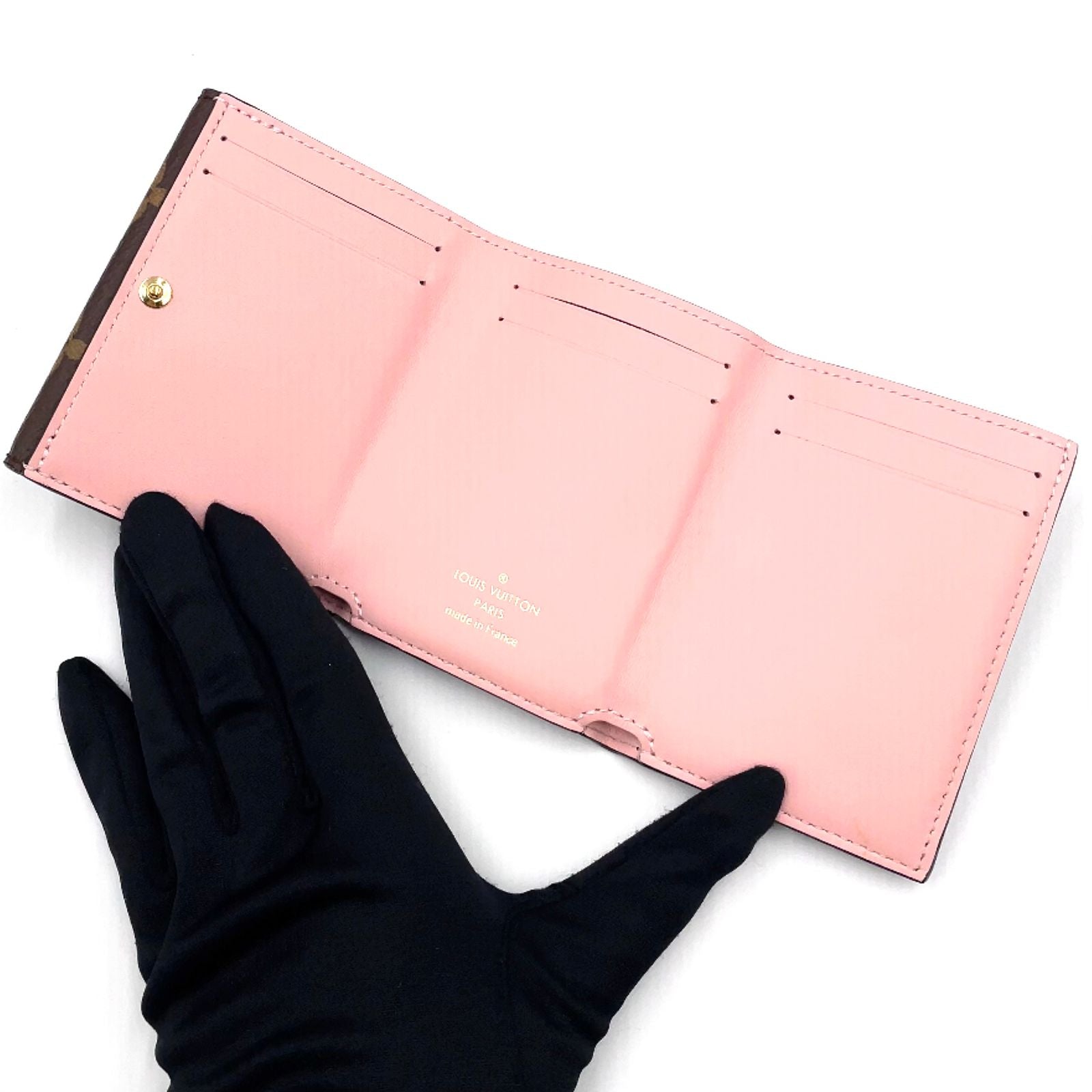 Louis Vuitton Portefeuille Correspondence Leather Brown Lightpink Tri Foldwallet — view 3