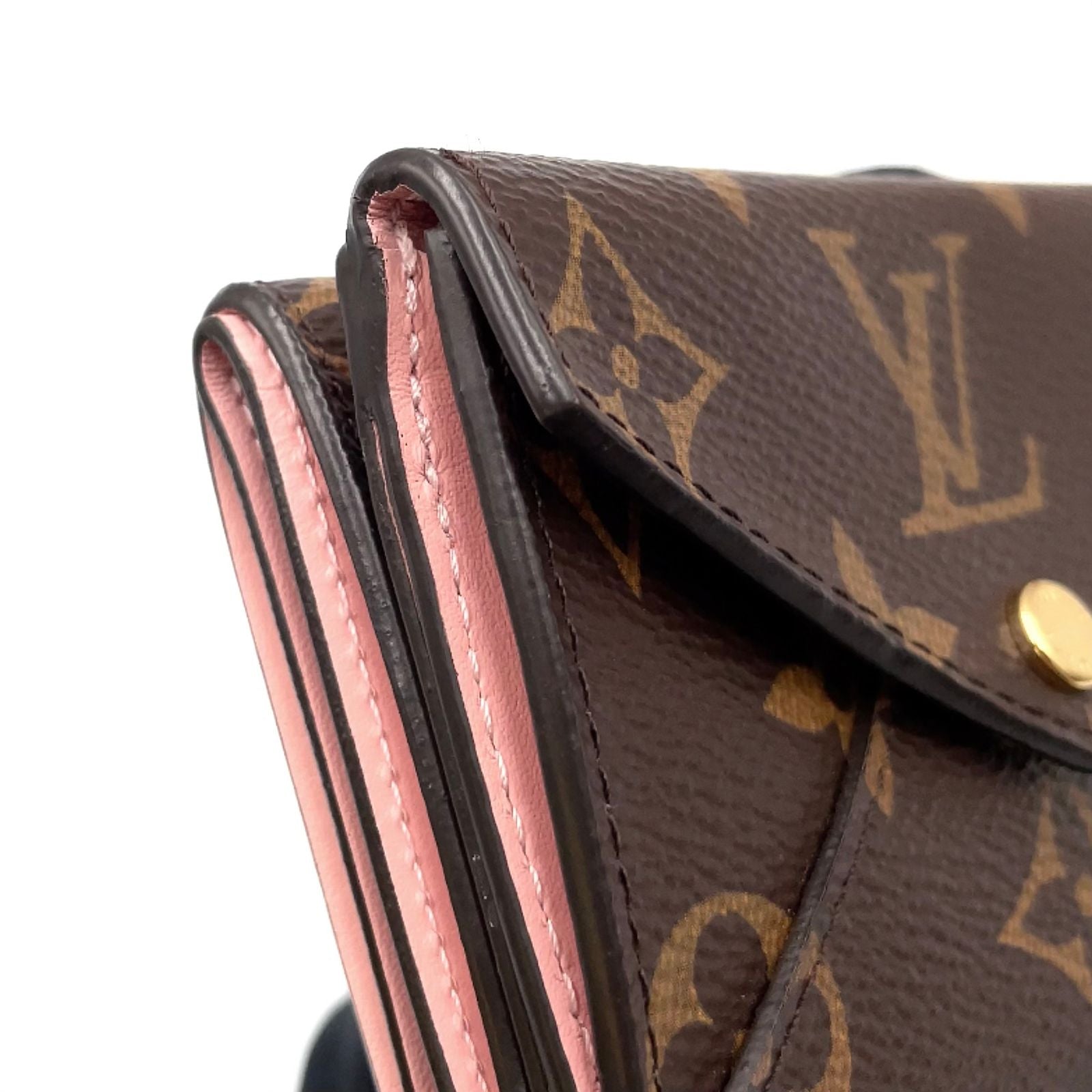 Louis Vuitton Portefeuille Correspondence Leather Brown Lightpink Tri Foldwallet — view 7
