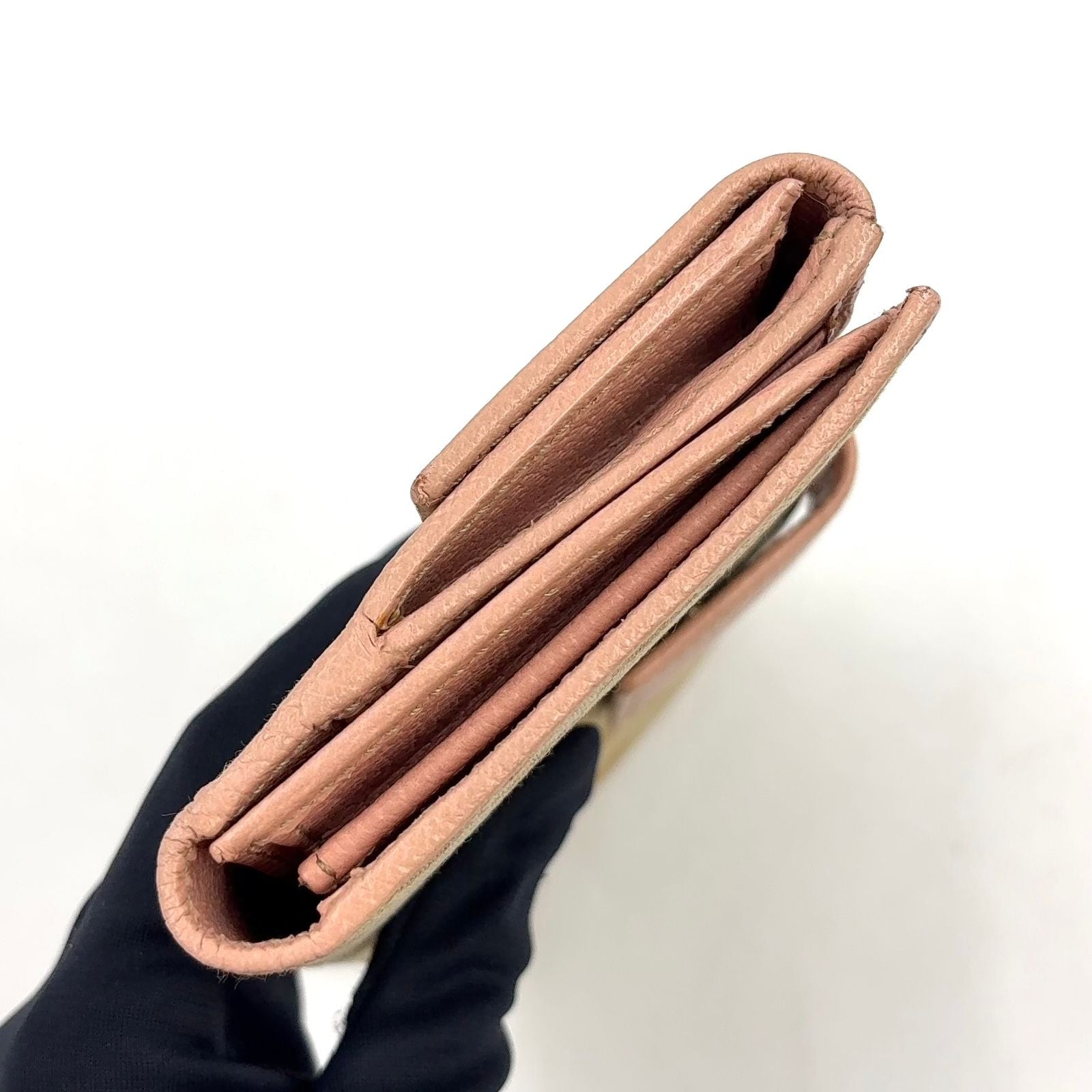 Gucci GG Canvas Hook Leather Beige Lightpink Wallet Gold — view 7