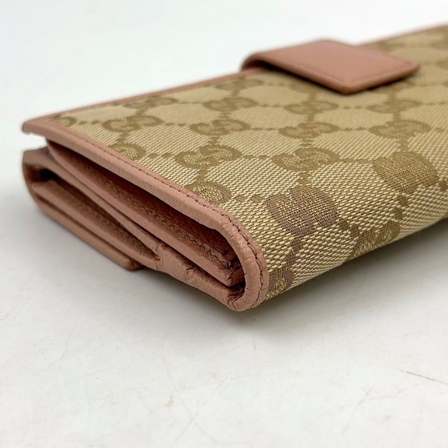 Gucci GG Canvas Hook Leather Beige Lightpink Wallet Gold — view 5