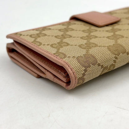 Gucci GG Canvas Hook Leather Beige Lightpink Wallet Gold — view 5