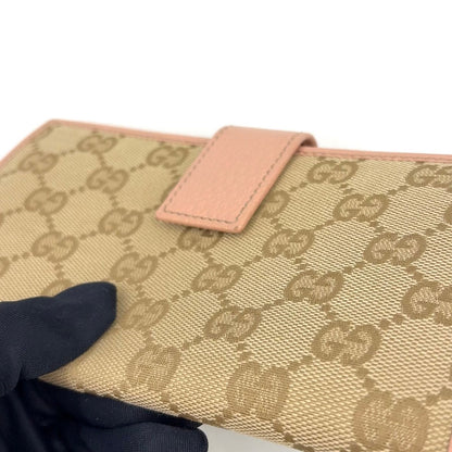 Gucci GG Canvas Hook Leather Beige Lightpink Wallet Gold — view 8