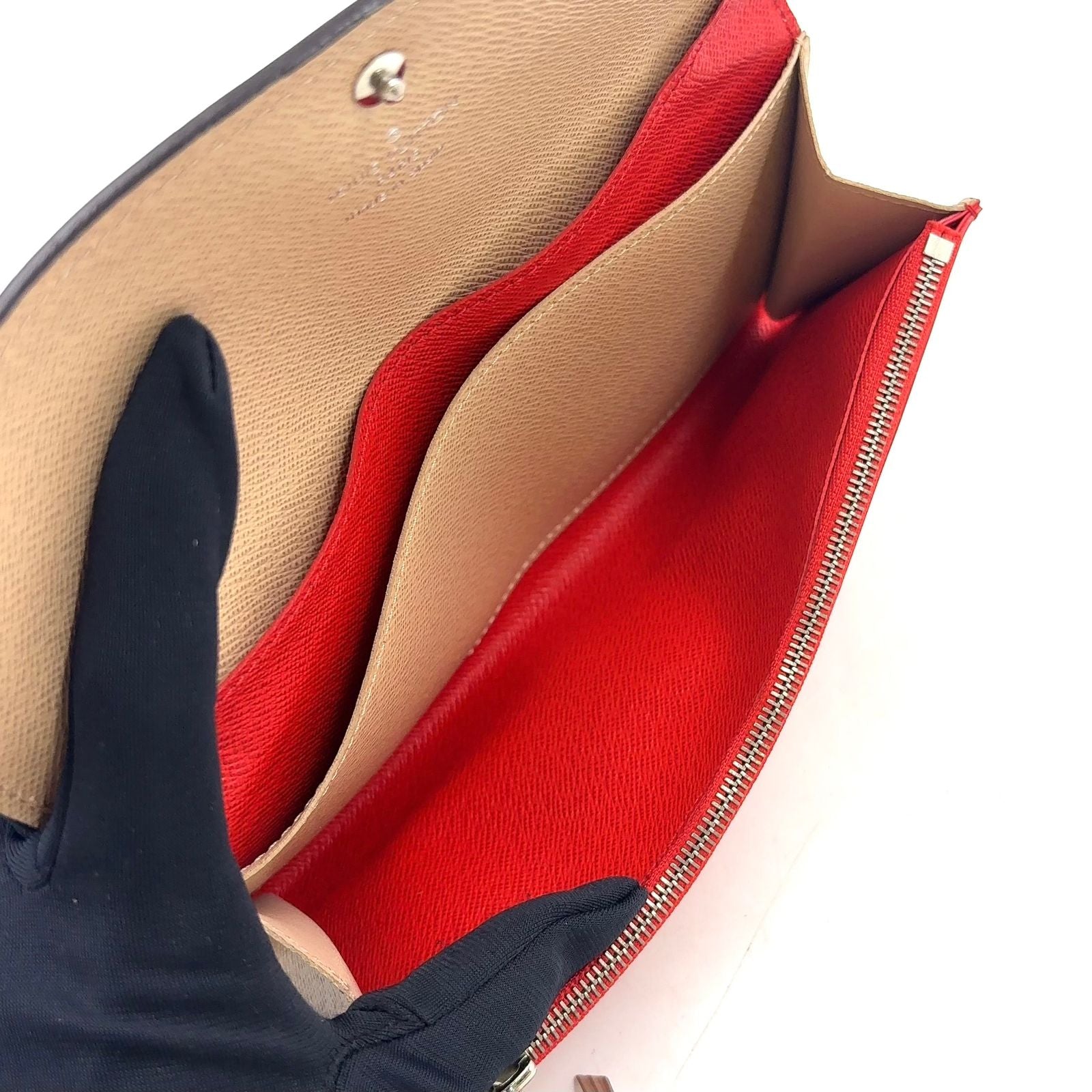 Louis Vuitton Portefeuille Emily Leather Red Wallet Silver — view 6