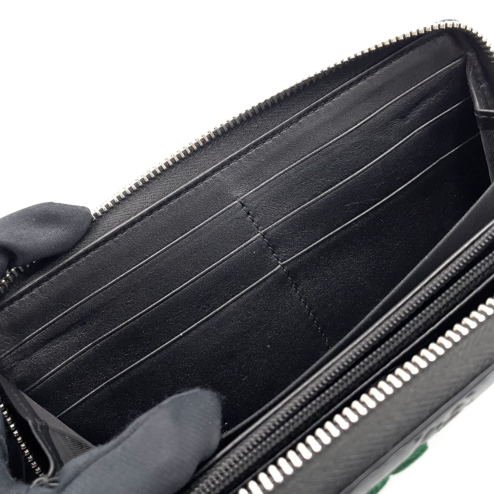 Gucci la Logo Leather Green Black Wallet Silver — view 9