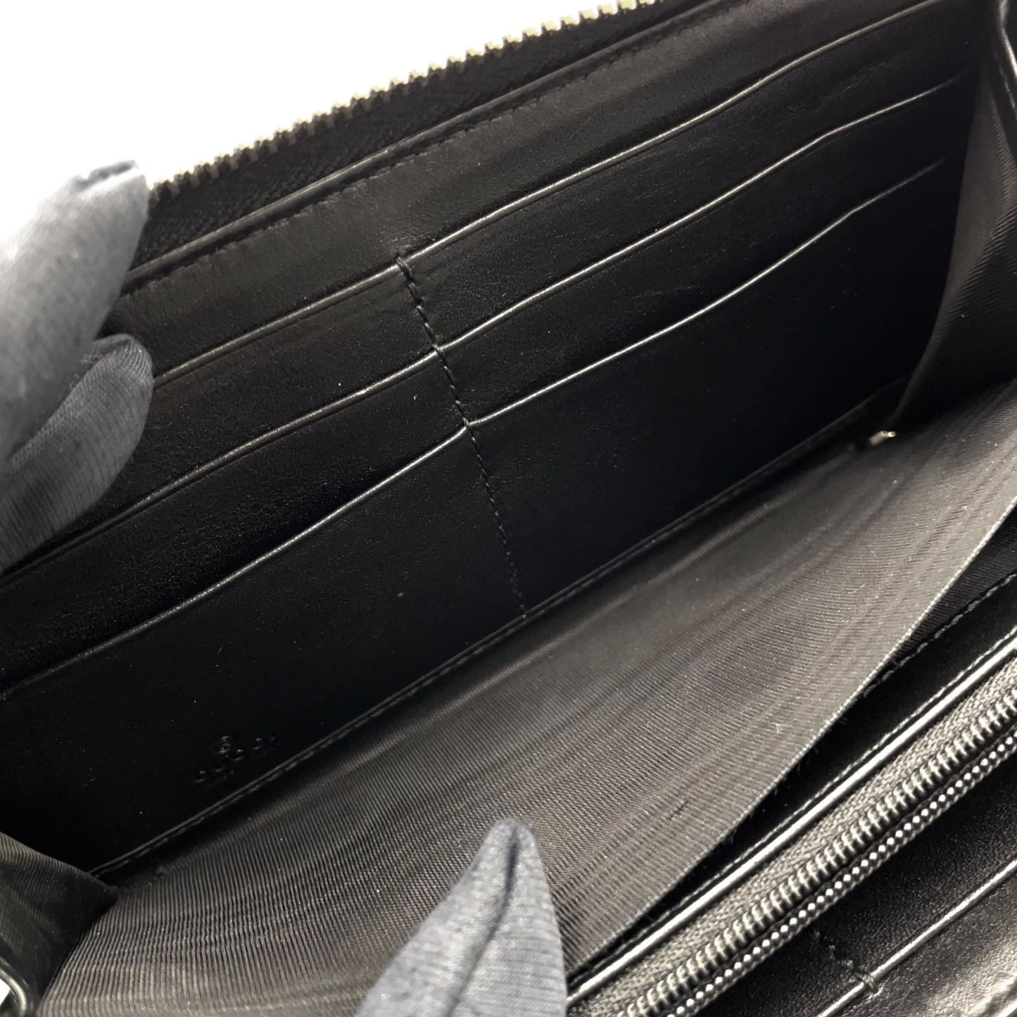 Gucci la Logo Leather Green Black Wallet Silver — view 6