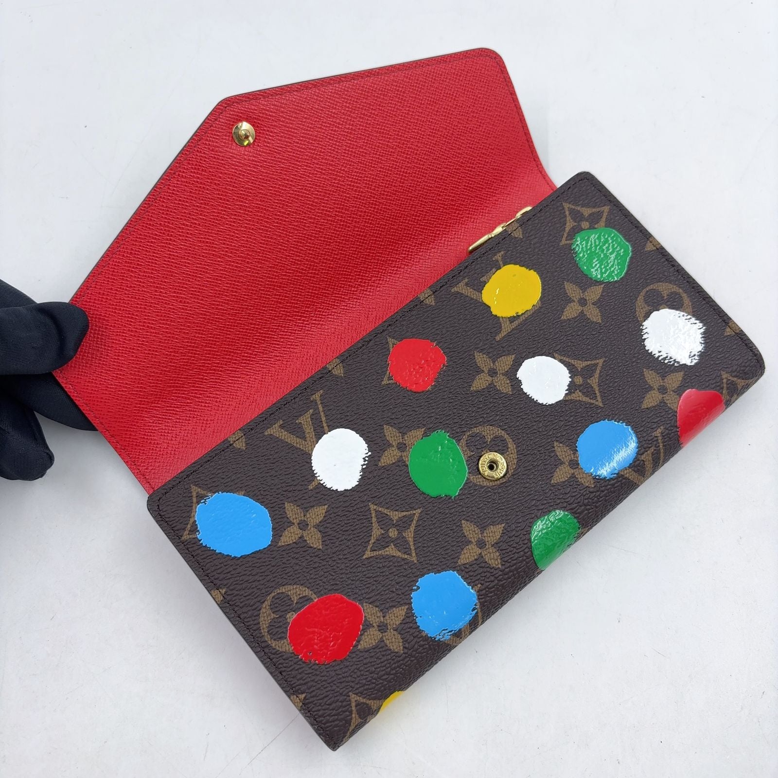 Louis Vuitton LV YK Portefeuille Sarah NM Correspondence Leather Brown Multicolo — view 3