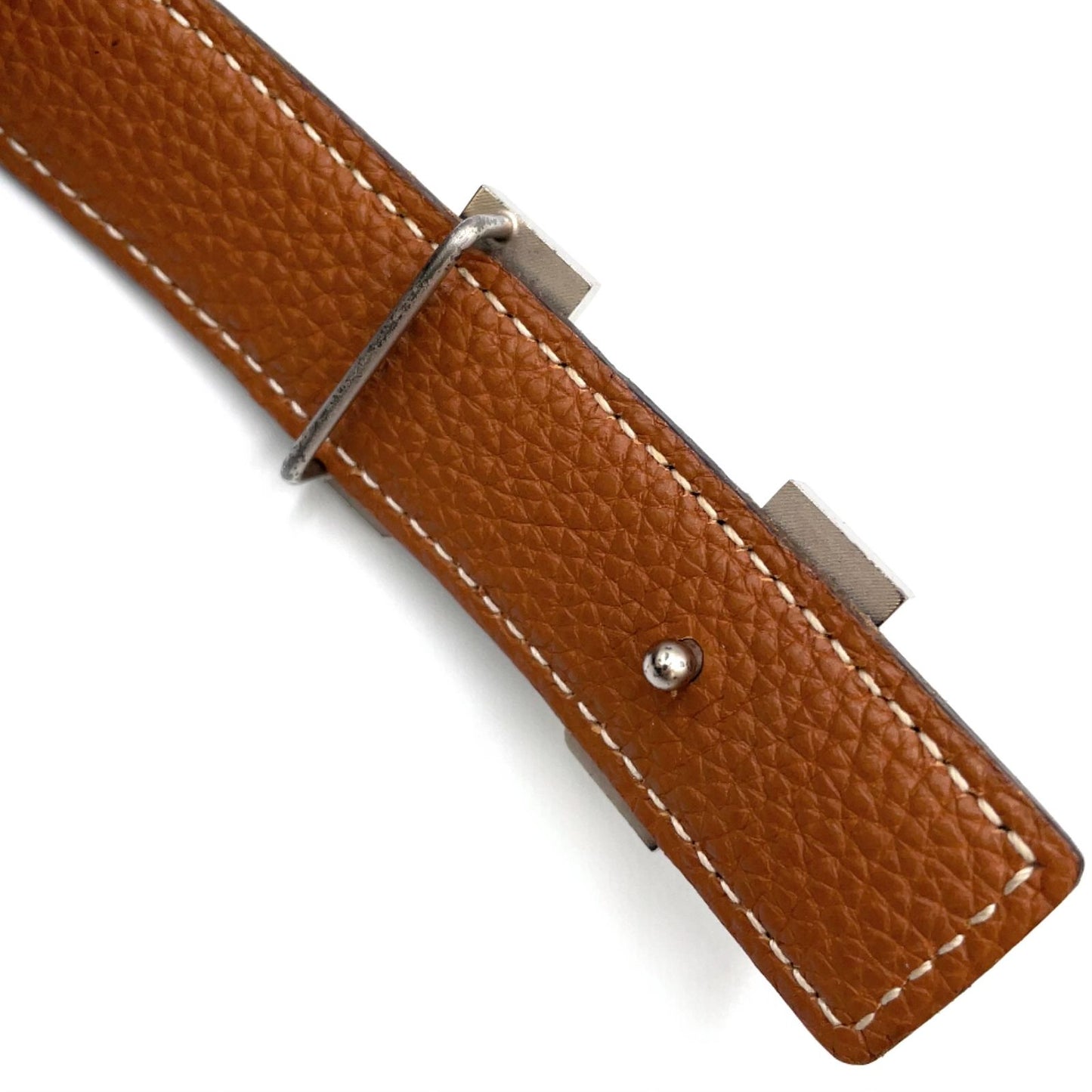 Hermes Constance Buckle Leather Metal Silver Black Belt — view 8