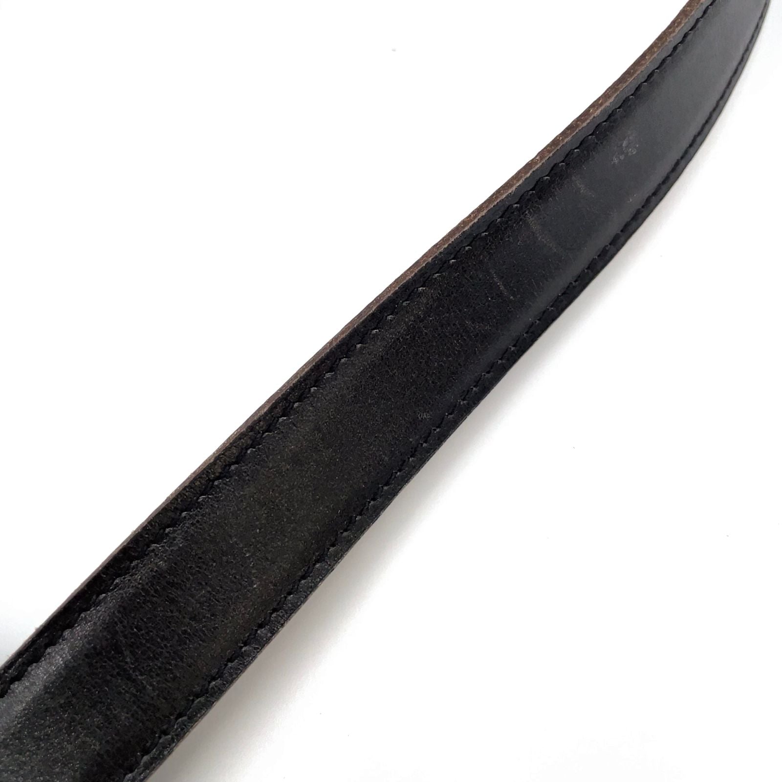 Hermes Constance Buckle Leather Metal Silver Black Belt — view 4