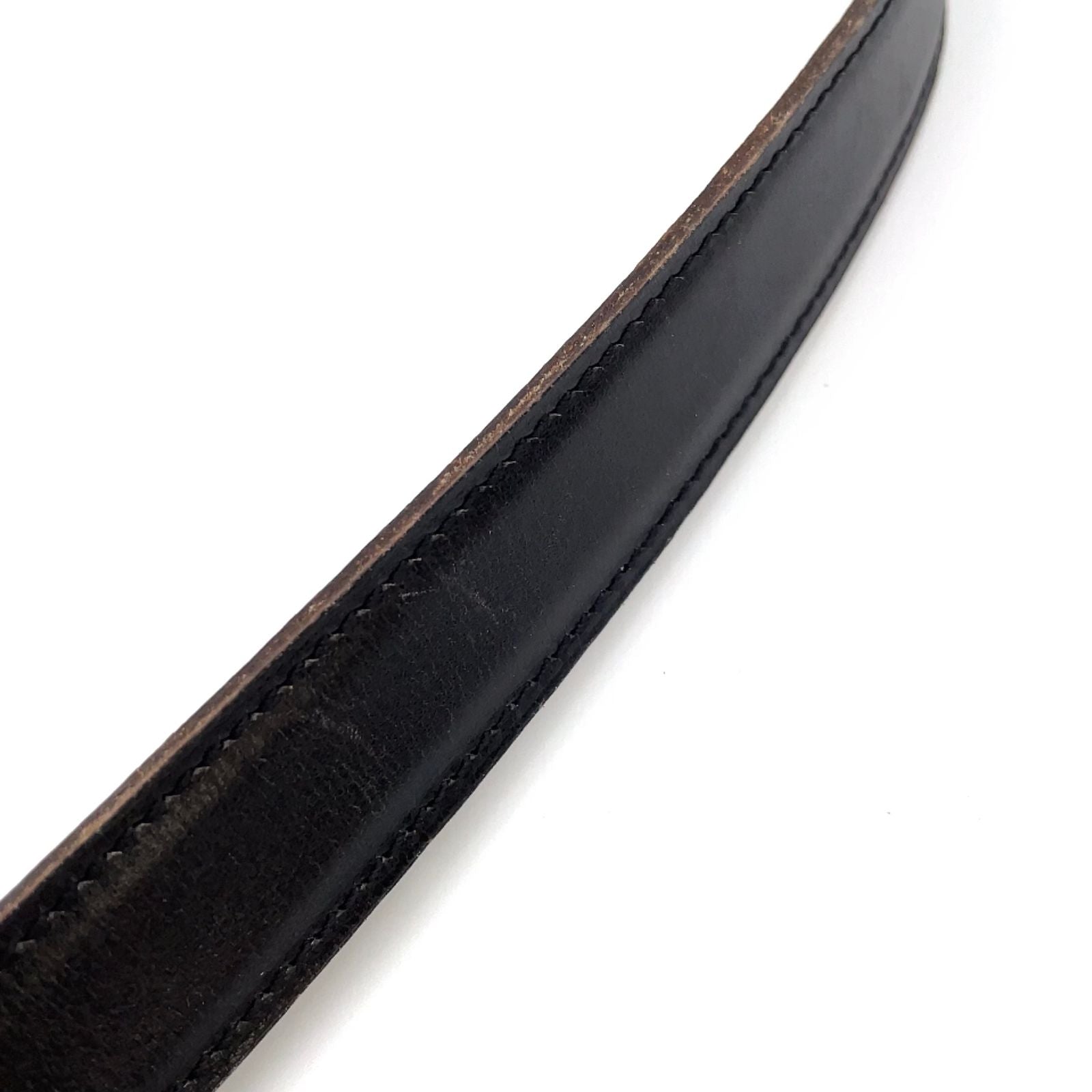 Hermes Constance Buckle Leather Metal Silver Black Belt — view 5