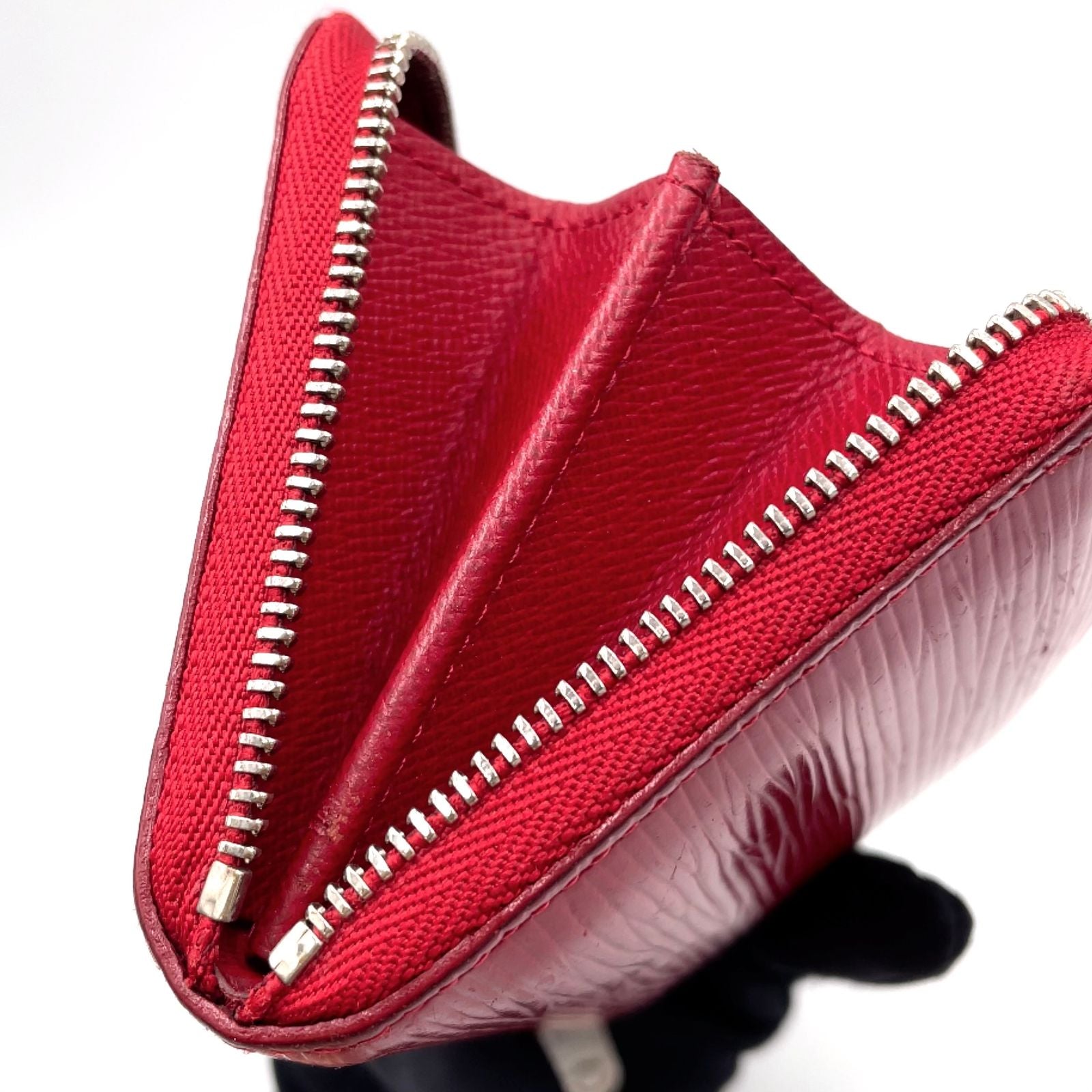 Louis Vuitton Zippycoin Purse Epi Fuchsia Leather Red Coin Case Silver — view 9