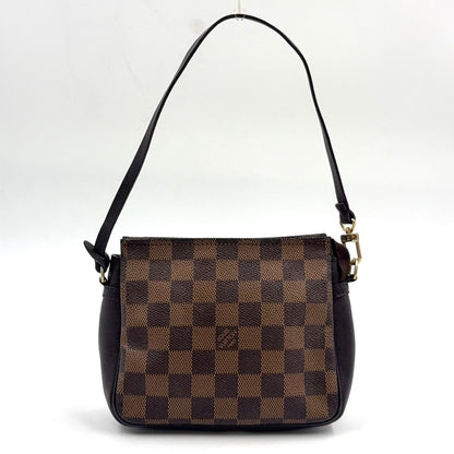 Louis Vuitton Trousse Makeup Damier Ebene Leather Brown Handbag Gold