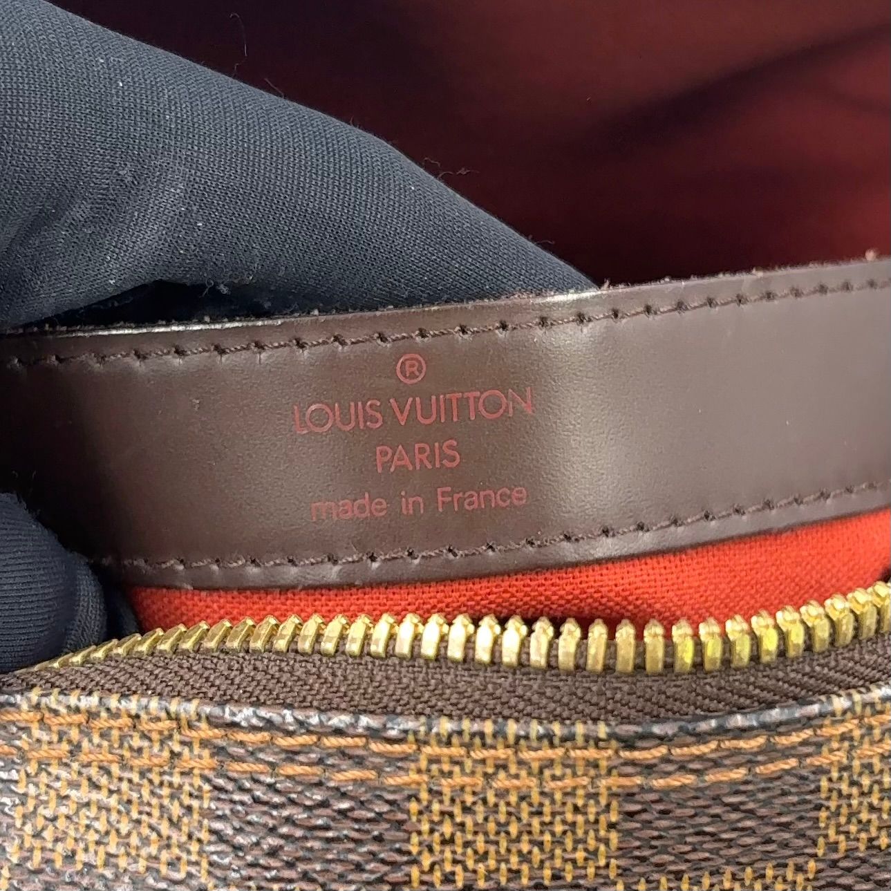 Louis Vuitton Naviglio Damier Ebene Leather Brown Shoulder Bag Gold — view 4