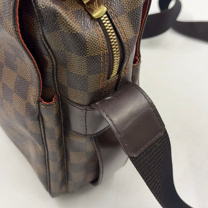 Louis Vuitton Naviglio Damier Ebene Leather Brown Shoulder Bag Gold — view 6