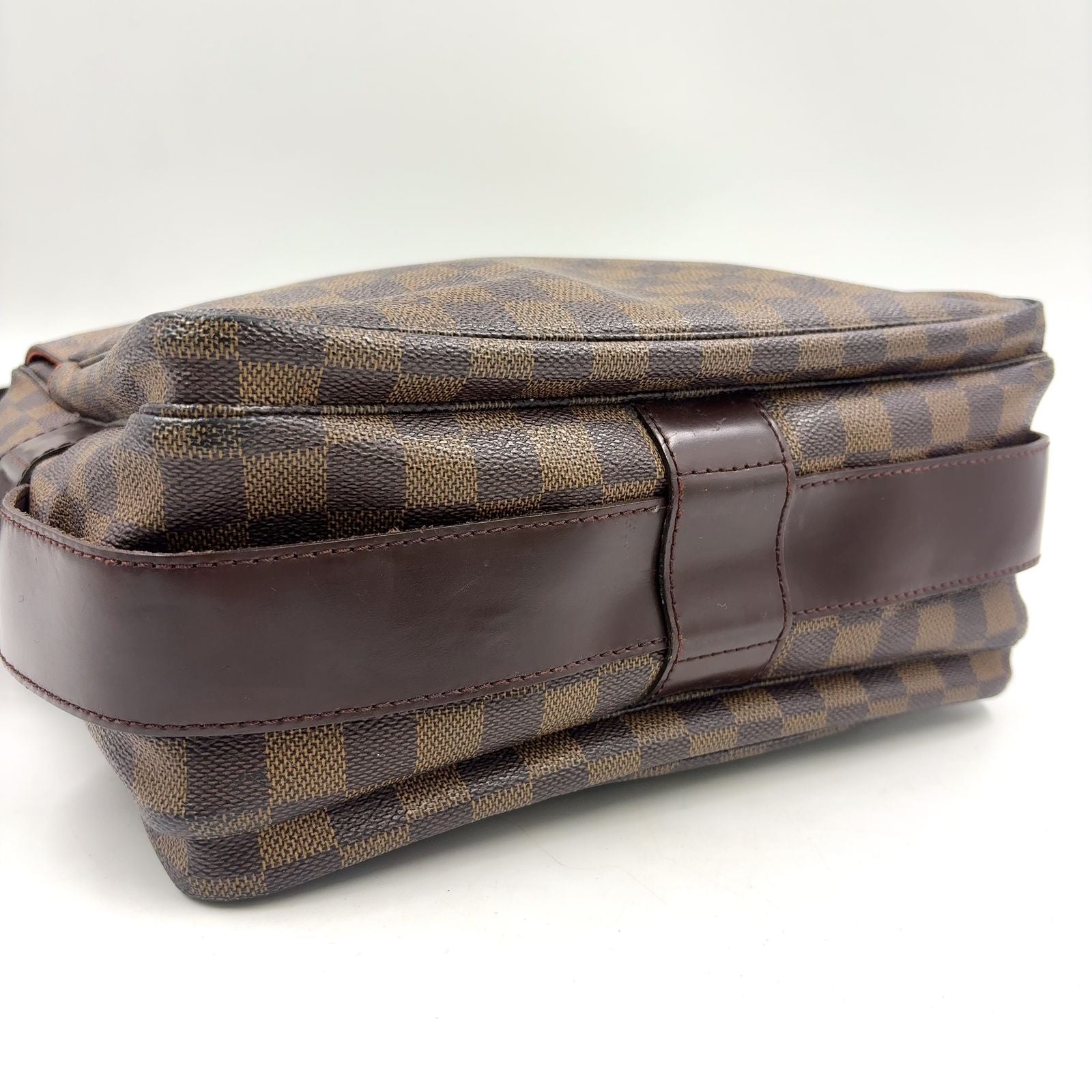 Louis Vuitton Naviglio Damier Ebene Leather Brown Shoulder Bag Gold — view 8